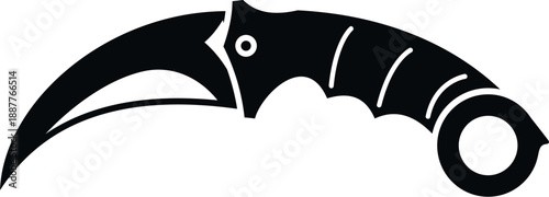 Karambit knife weapon black silhouette isolated on a white background