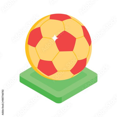 Sleek isometric icon of classic football ball