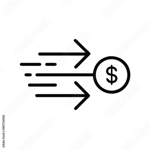 Right Arrow With Motion Lines And Currency Symbol