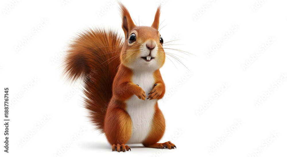 Fototapeta premium Red Squirrel Cartoon Style Isolated on White