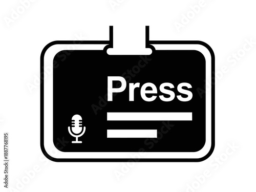 Press Pass Badge with Microphone Icon for Media Access.