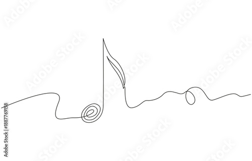 Music notes icon continuous one line drawing minimalist outline vector illustration. Continuous one line drawing abstract music note background, notes vector illustration. Outline sketch of sound. 