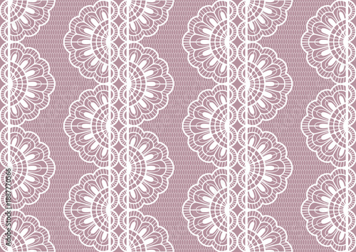 Lace seamless pattern. Guipure trim and floral filigree, bridal vintage wallpaper texture, elegant textile or wrapping. Crochet ornaments for wedding invitation, lingerie fashion vector background