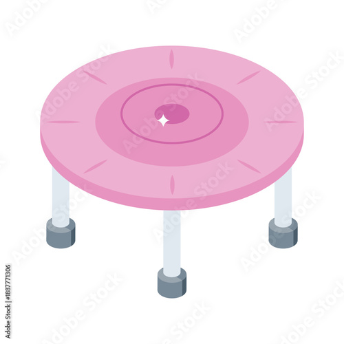 Ready to use isometric icon of round trampoline