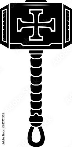 thor hammer silhouette vector illustration