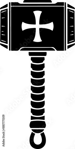 thor hammer silhouette vector illustration