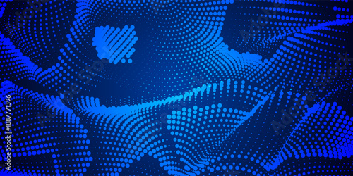 blue dots halftone with gradient as texture or background