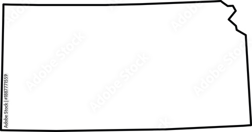 Map of Kansas Simple Outline Transparent Background Vector.