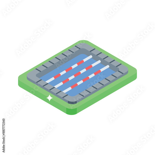 Sleek isometric icon of swimming pool with ladder
