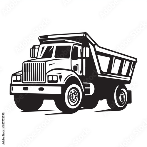 a black silhouette of a dump truck on a , black, silhouette, truck, against transparent background 