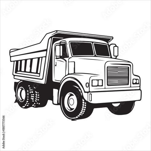 a black silhouette of a dump truck on a , black, silhouette, truck, against transparent background 