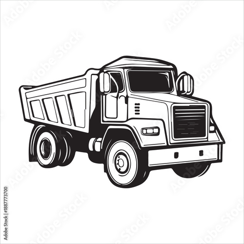 a black silhouette of a dump truck on a , black, silhouette, truck, against transparent background 
