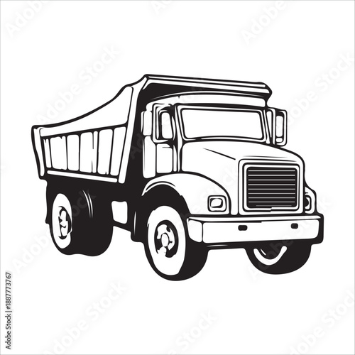 a black silhouette of a dump truck on a , black, silhouette, truck, against transparent background 