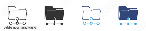 Shared Folder Icon set. Team Collaboration and File Sharing Symbol. Network Storage Collection, vector Illustration.