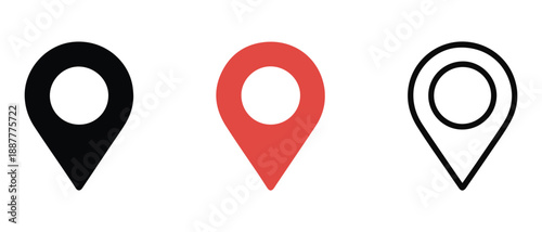 Map location pin icon vector design illustration marker pointer symbol GPS navigation button label place sign travel internet business mark set 3D point