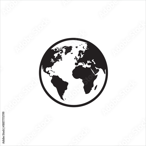 Simple minimalist depiction of planet earth showcasing the Americas and Africa icon vector 