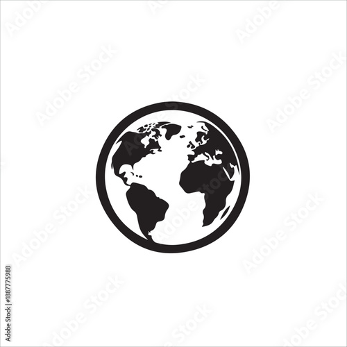 Simple minimalist depiction of planet earth showcasing the Americas and Africa icon vector 