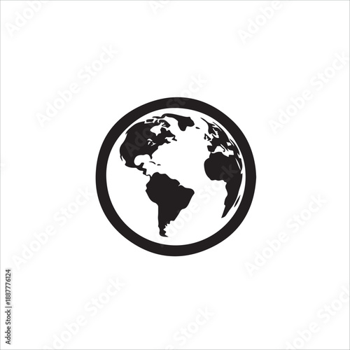 Simple minimalist depiction of planet earth showcasing the Americas and Africa icon vector 