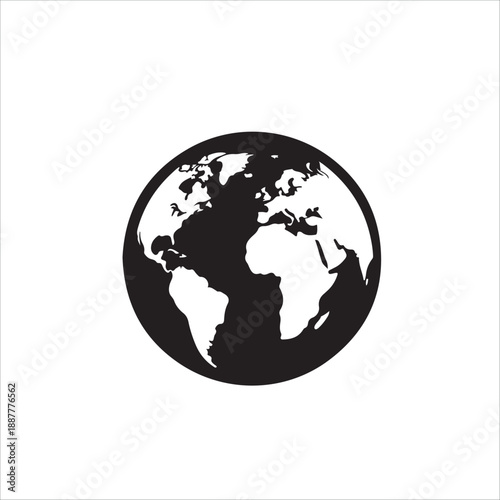 Simple minimalist depiction of planet earth showcasing the Americas and Africa icon vector 