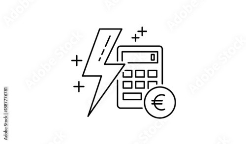 Electricity price and energy cost thin line icon vector for web design