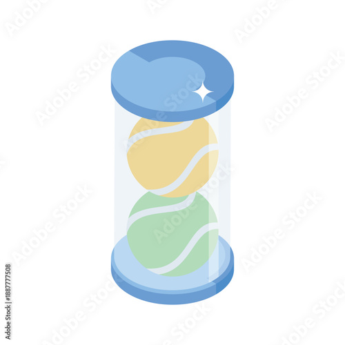 Trendy isometric icon of ball container basket