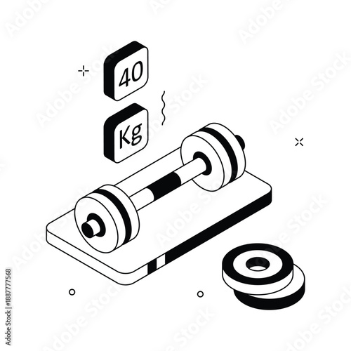 Have a look at this amazing isometric illustration of barbell weightlifting, strength training