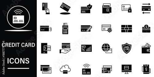 Credit card icon set. Banking, transaction, money, payment, wallet, cardholder and more concept. Flat vector illustration.