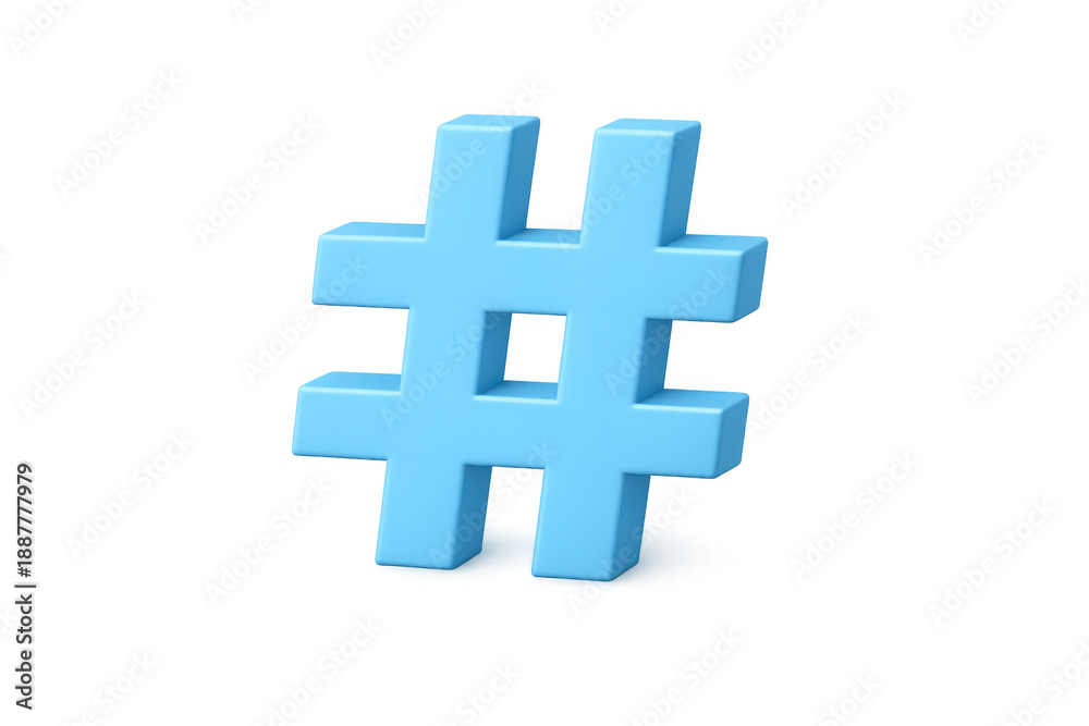Fototapeta premium Hashtag social media symbol creating engagement, trending topics, and digital communication on transparent background