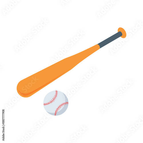 Sleek isometric icon of red baseball ball
