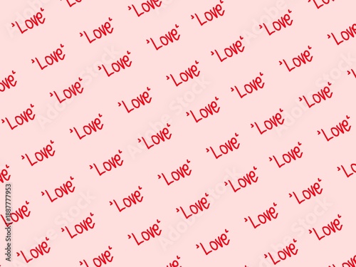 Patter seamless text love, background pink, letter love, italic text, hand drawn 