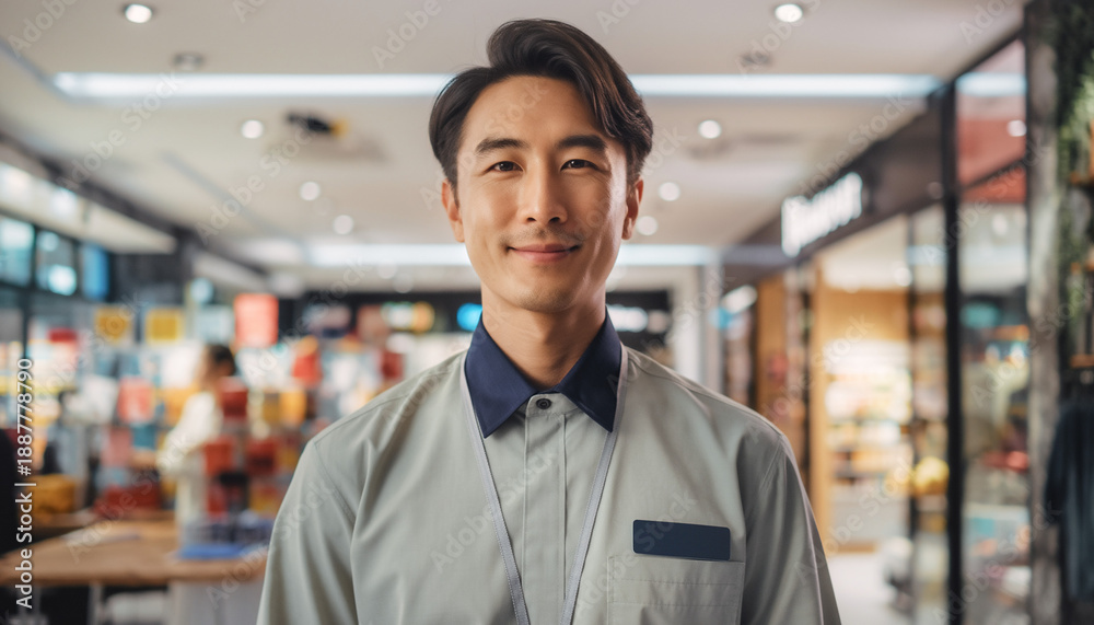 Fototapeta premium スーパーマーケット・店舗で働く男性スタッフのポートレート