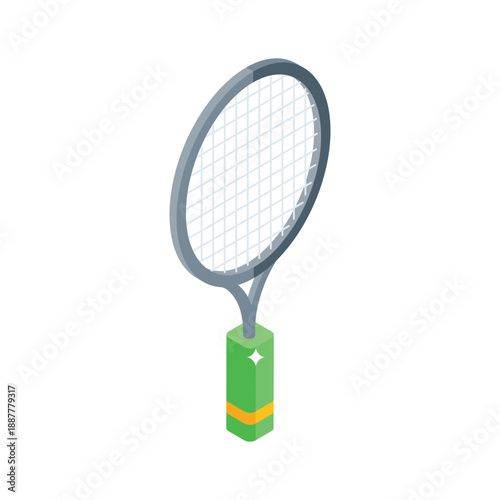 Trendy isometric style icon of tennis racket equipment
