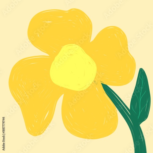 illustration of a yellow flower, hand drawn