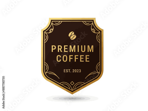 Premium Coffee Logo Emblem on Transparent Background Illustration View
