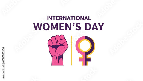 International Women's Day Celebration with Fist and Female Symbol Illustration