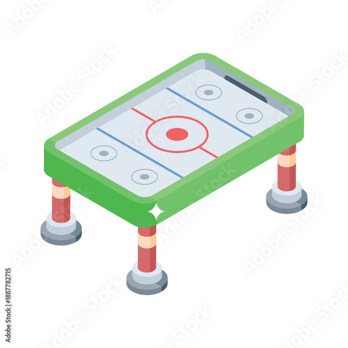 Premium isometric icon of fast air hockey game