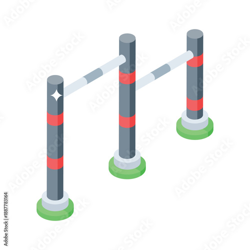 Sleek isometric icon of track and field hurdles