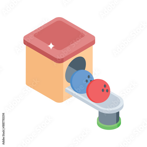Trendy isometric icon of pins and bowling ball