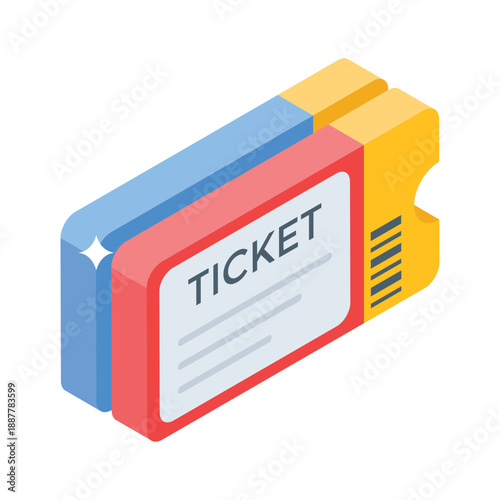 Sleek isometric style icon of stadium event ticket