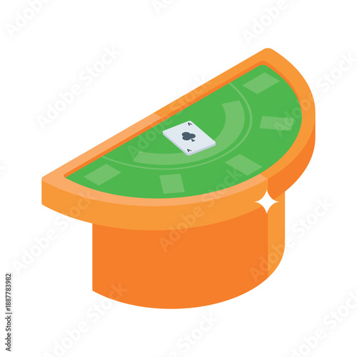 Premium isometric style icon of casino poker table
