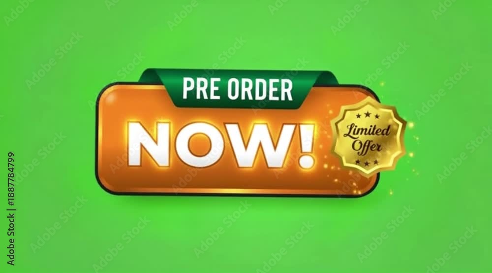 Pre Order Now Button Animation On green screen background. Stock Video ...