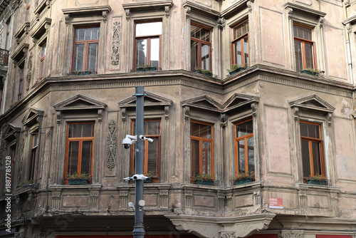 Photography Close-up image of the stone decoration on the historic building