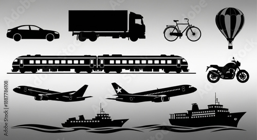 Collection of Transportation Silhouettes.