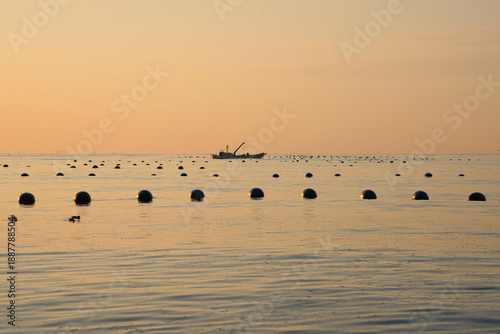 Wallpaper Mural Sunrise Over a Quiet Oyster Farming Bay in Japan Torontodigital.ca