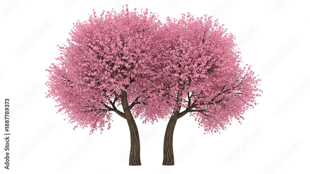 Obraz premium Two Pink Cherry Blossom Trees