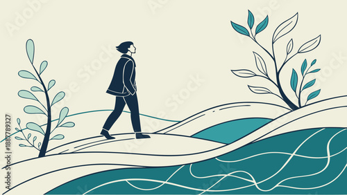 Abstract Solitude and Inner Peace Vector Illustration 