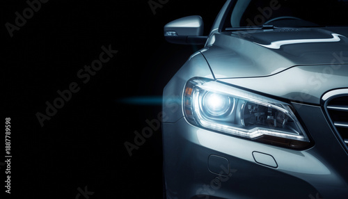 高級車のフロントヘッドライトが放つ洗練された存在感