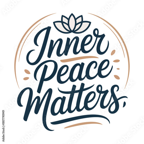 Inner peace matters circle badge script typography poster mindfulness quote greeting card print flat vector illustration design