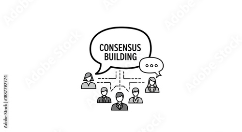Teamwork consensus building illustration with people discussing ideas