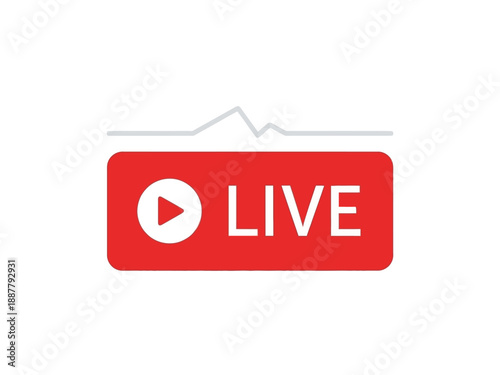 Live streaming event symbol with red button and play icon on a simple graphic